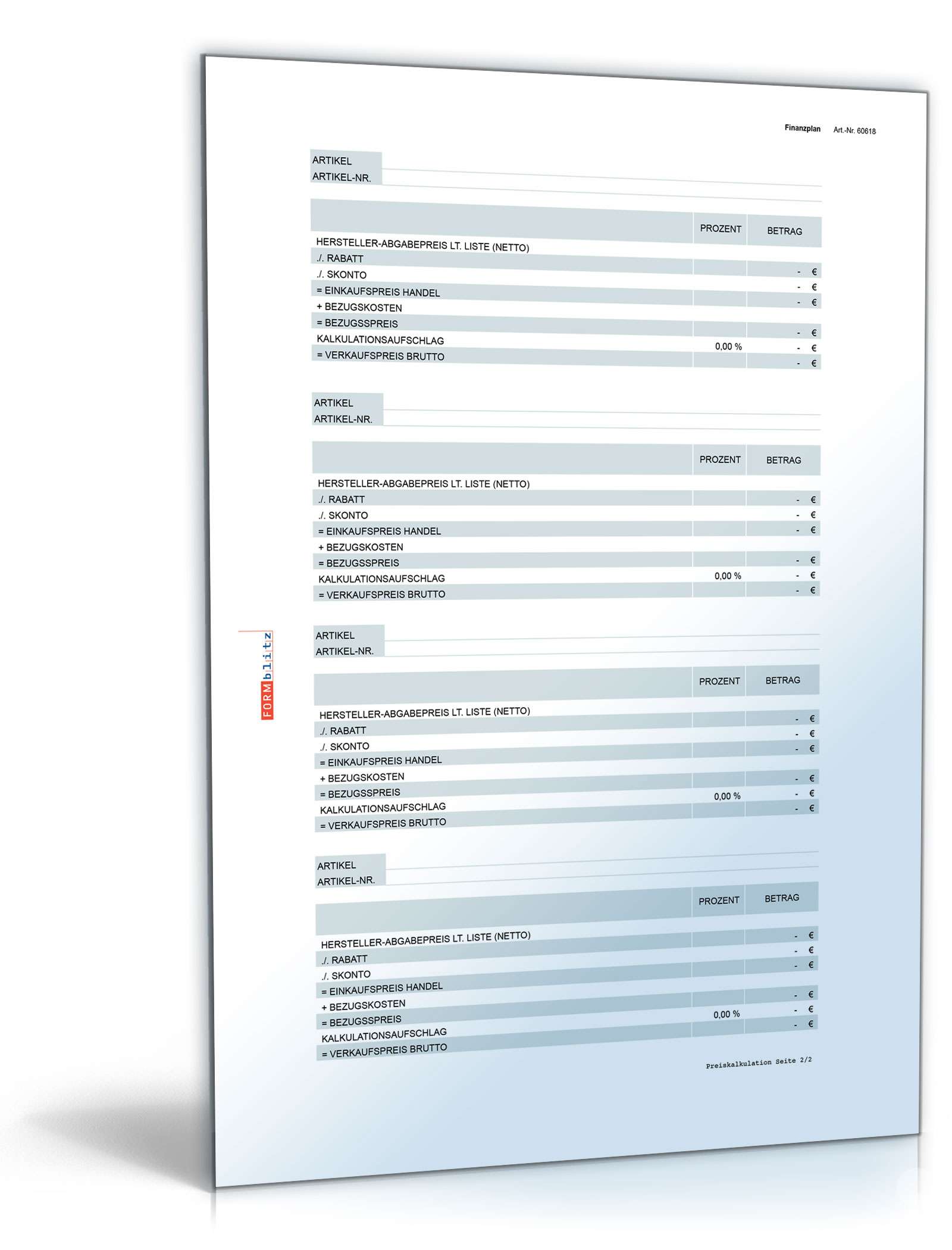 Finanzplan Excel. Seite: 2