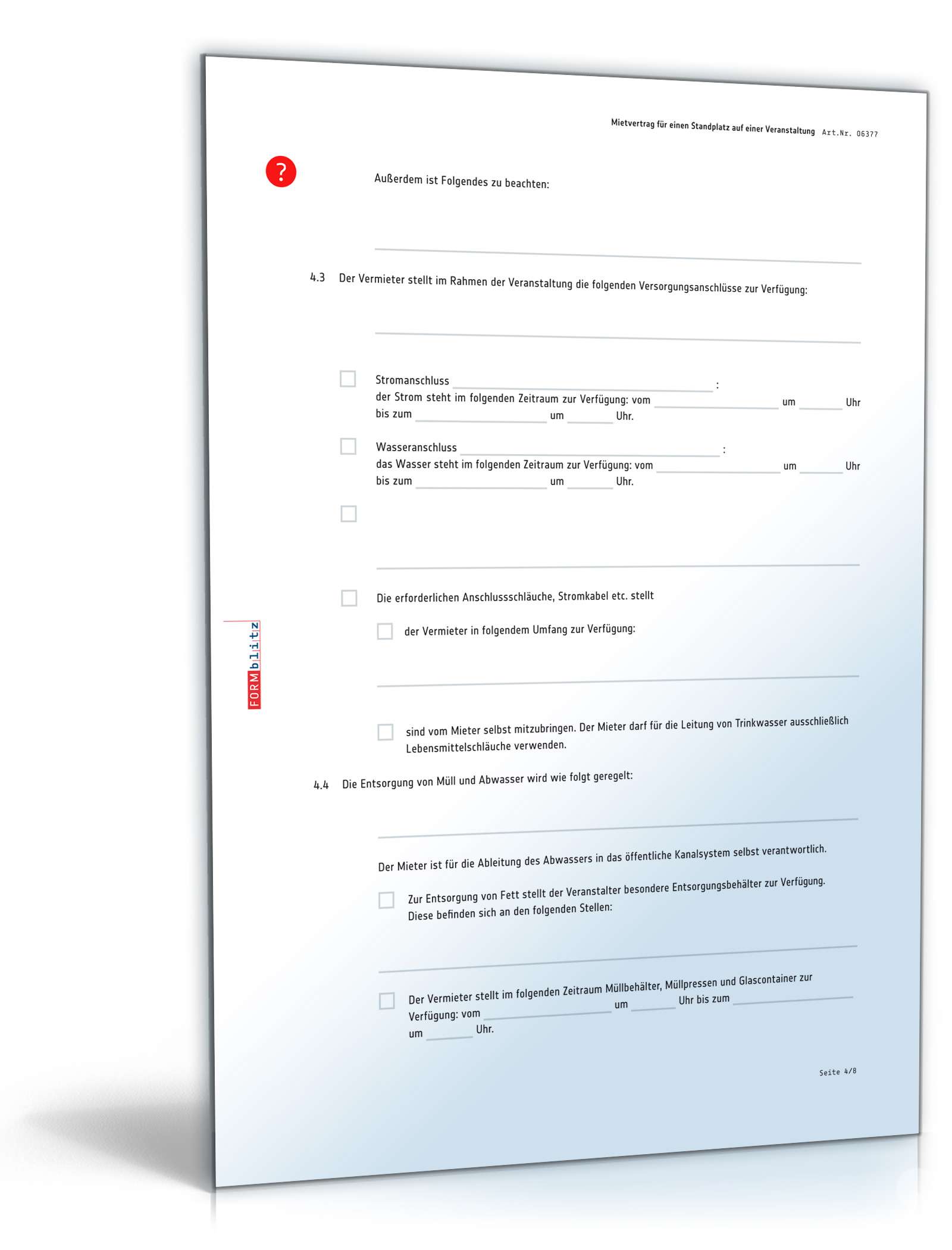Mietvertrag Standplatz auf einer Veranstaltung PDF. Seite: 4