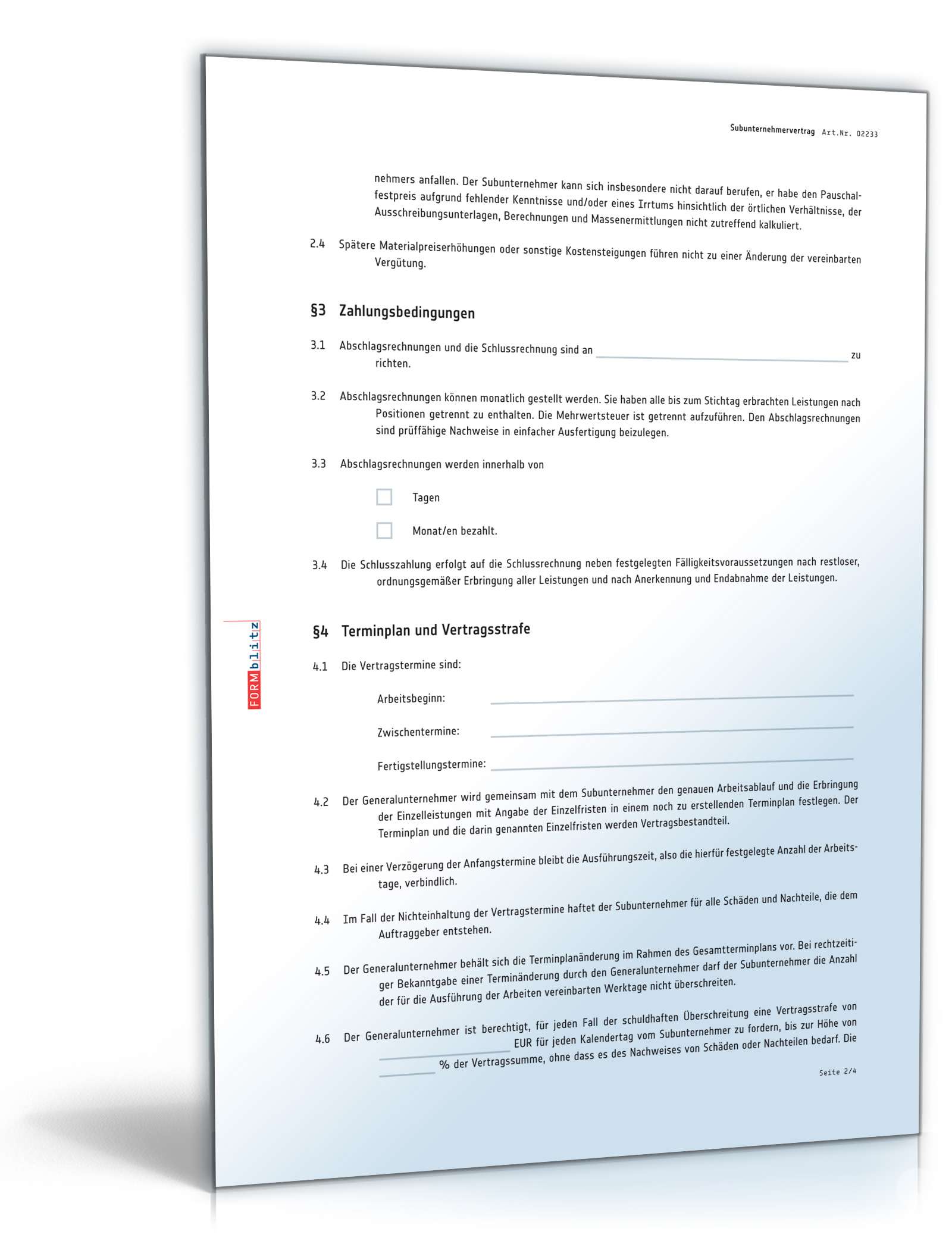 Subunternehmervertrag PDF. Seite: 2