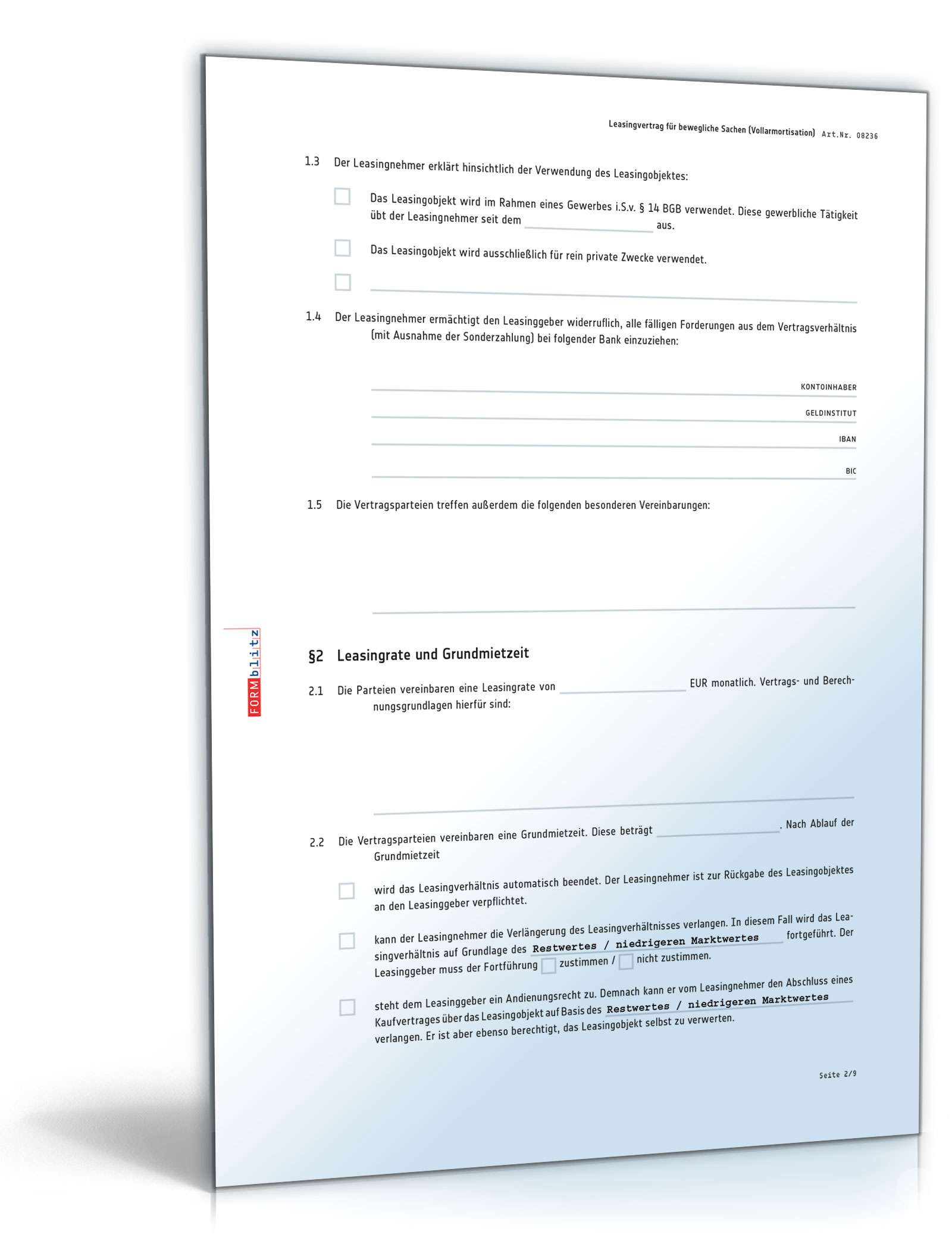 Leasingvertrag PDF. Seite: 2