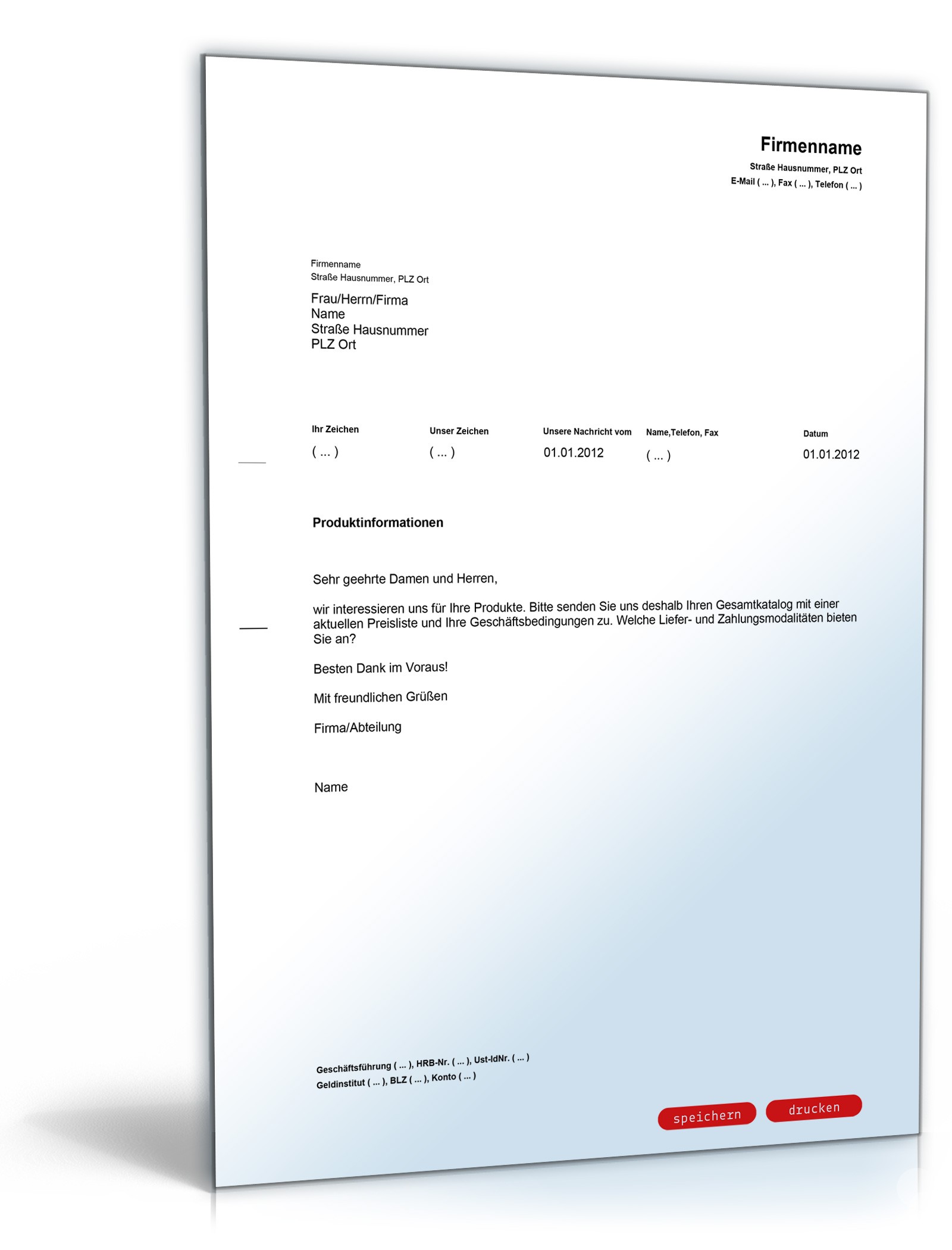 Allgemeine Produktanfrage PDF