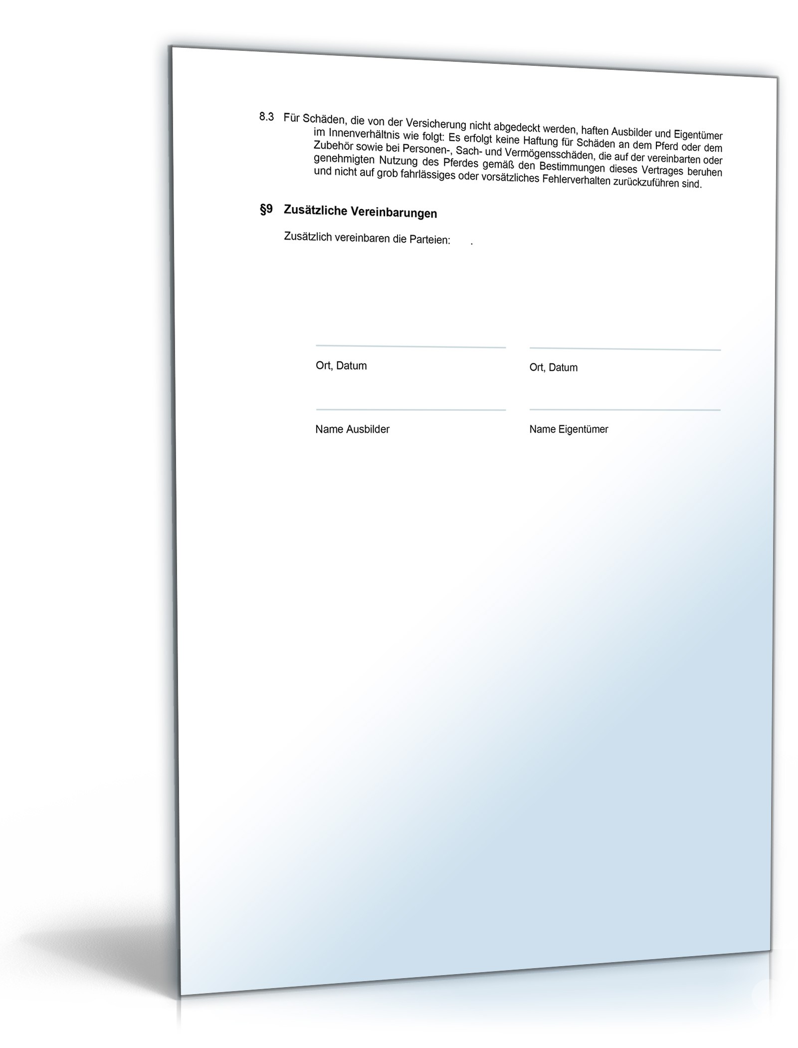 Vertrag Pferdeausbildung Word. Seite: 5