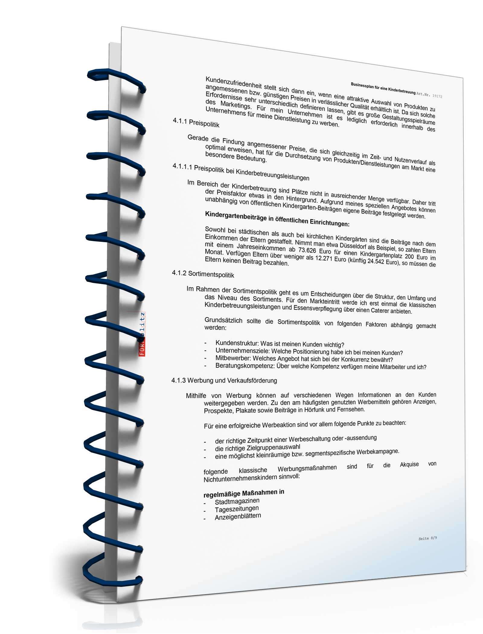 Businessplan Kinderbetreuung Excel. Seite: 15