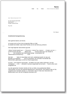 Erklärung der Notlage durch drohende Wohnungsräumung Word