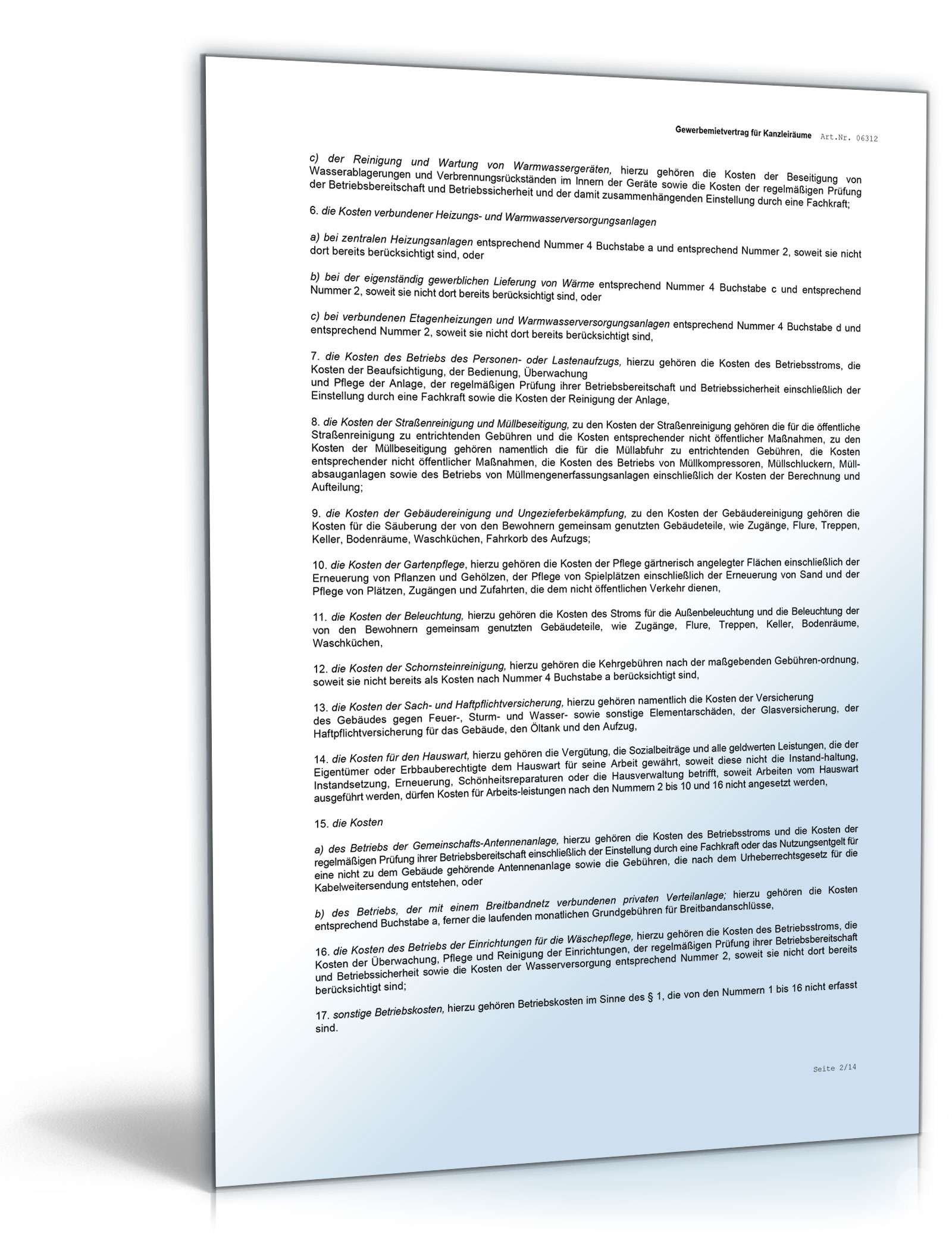 Gewerbemietvertrag Kanzleiräume Word. Seite: 15