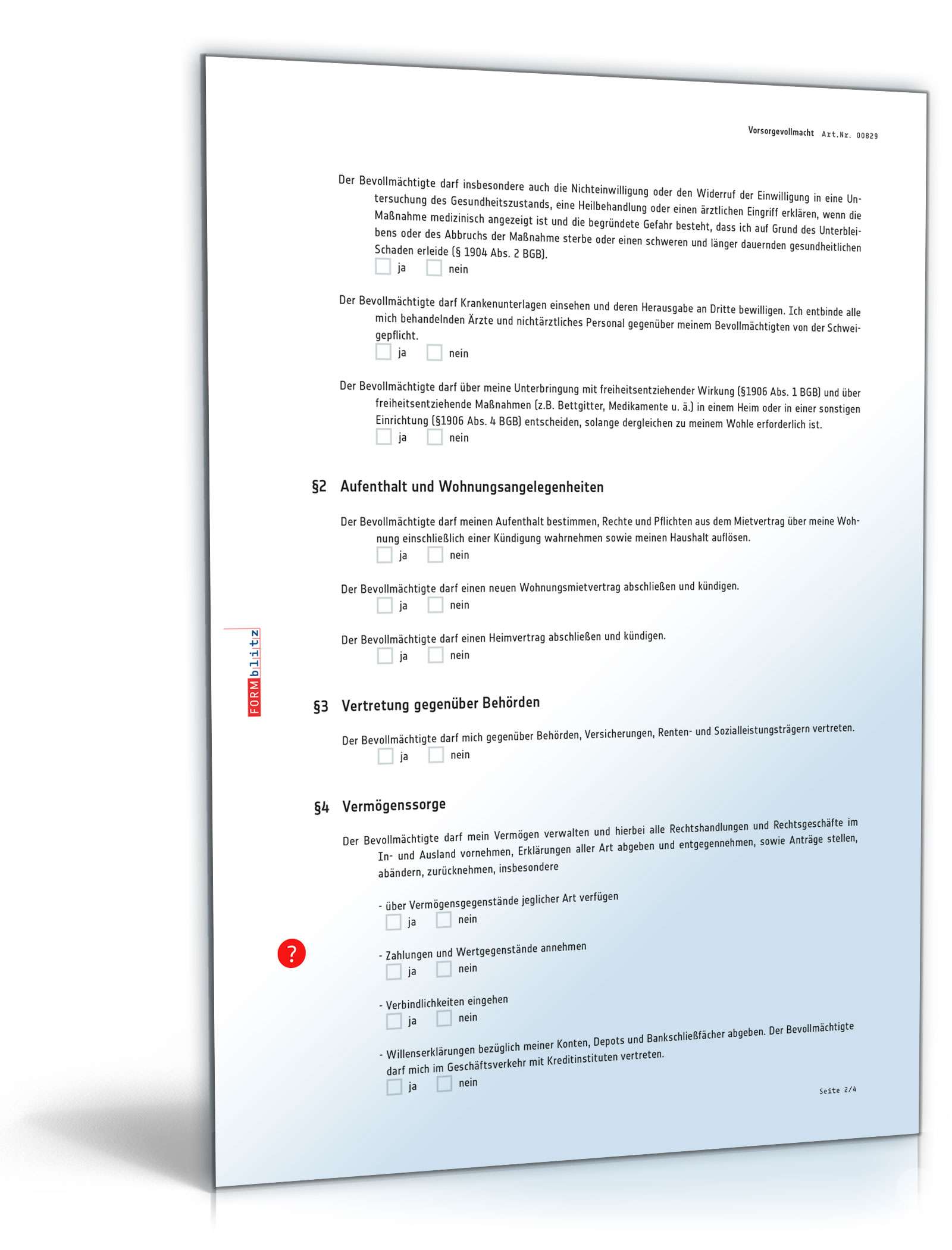 Vorsorgevollmacht PDF. Seite: 2