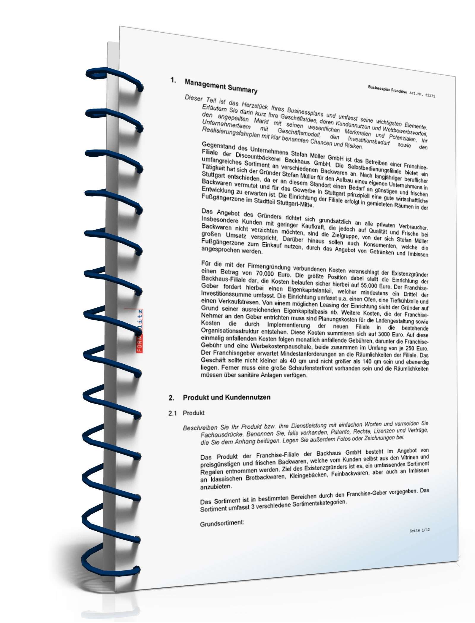 Businessplan Franchise (Bäckerei) Excel. Seite: 7