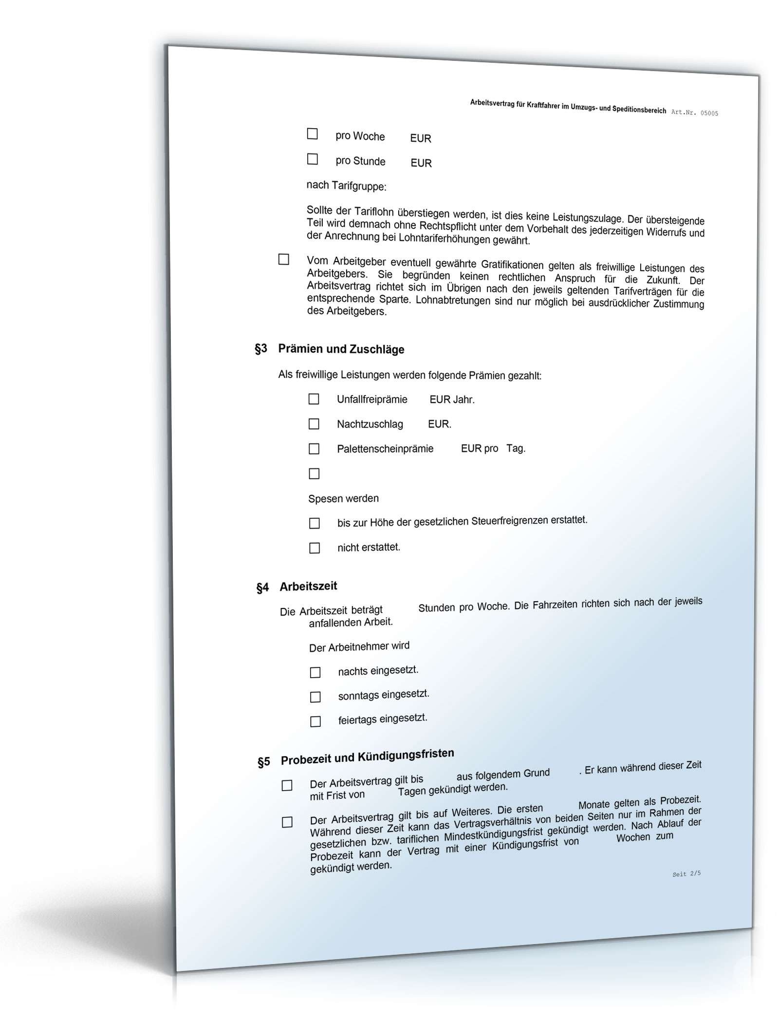 Arbeitsvertrag Kraftfahrer  Word. Seite: 2