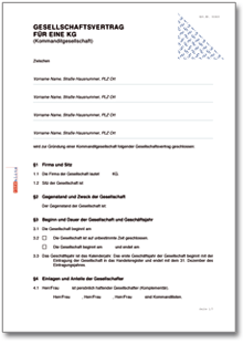 Gesellschaftsvertrag Kommanditgesellschaft Word