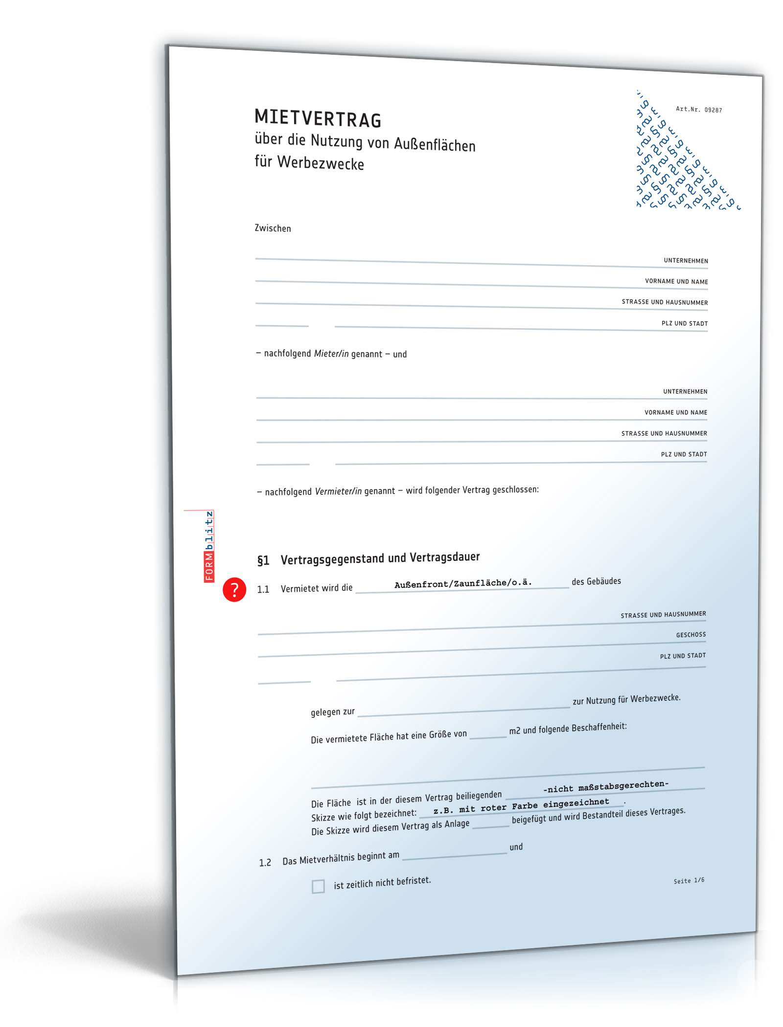 Mietvertrag Nutzung einer Werbefläche
 PDF