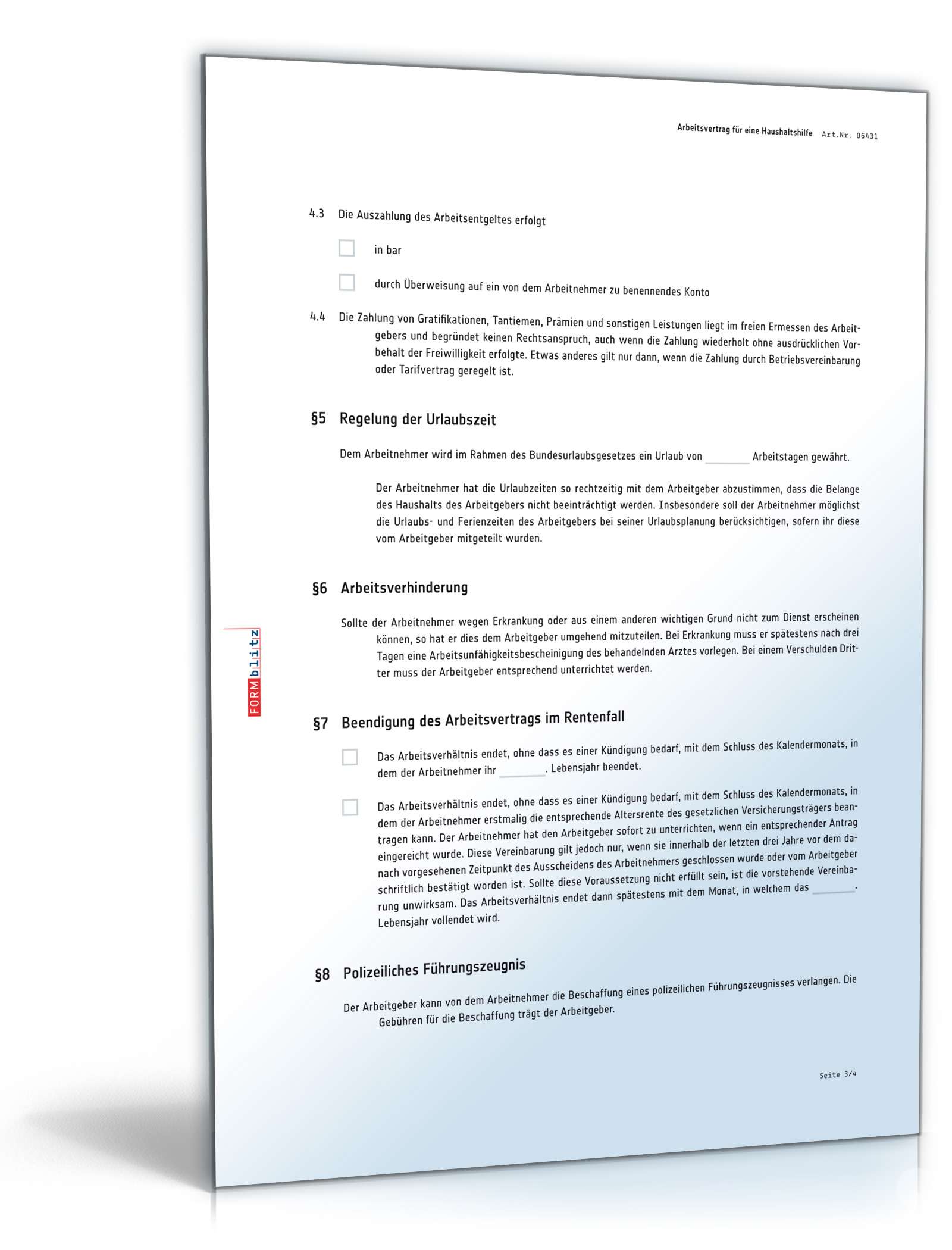 Arbeitsvertrag Haushaltshilfe Word. Seite: 3