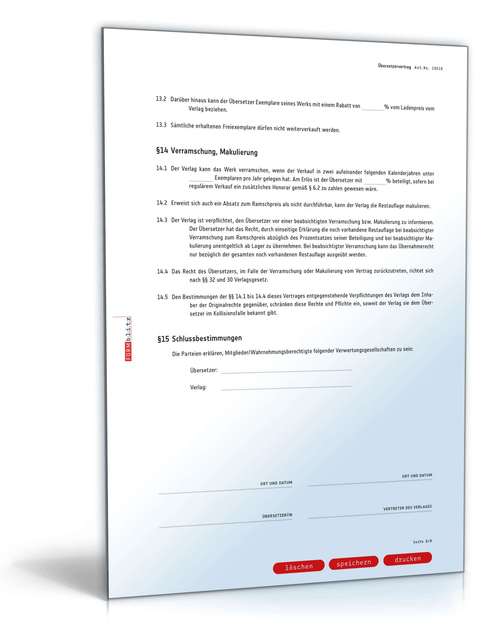 Übersetzervertrag PDF. Seite: 8