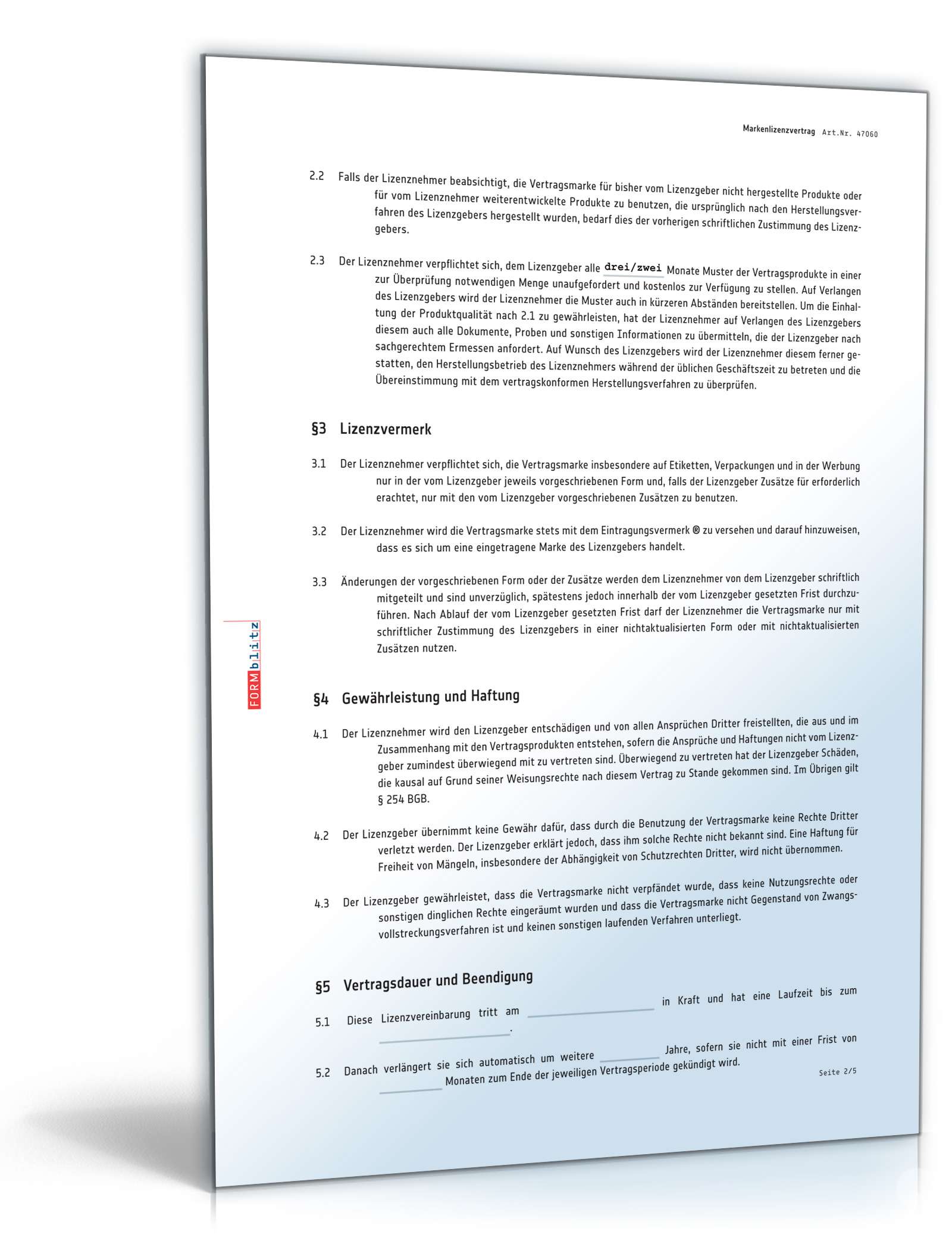 Markenlizenzvertrag  PDF. Seite: 2