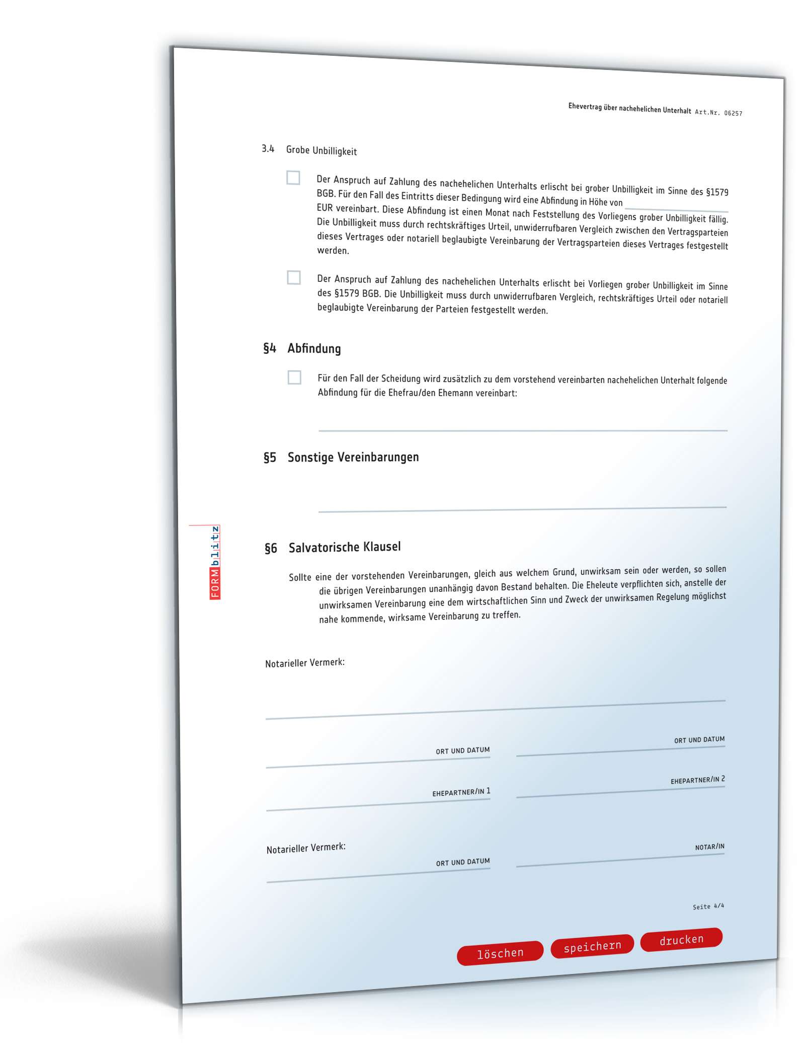 Ehevertrag nachehelicher Unterhalt PDF. Seite: 4