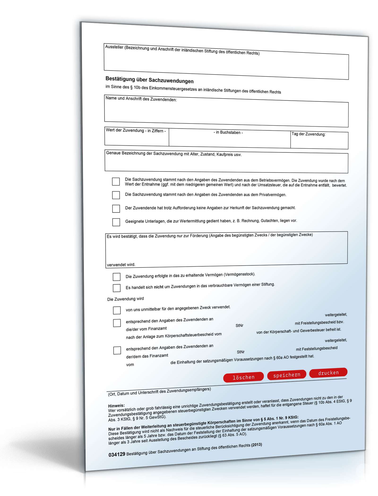 Spendenbescheinigung an inländische Stiftungen PDF
