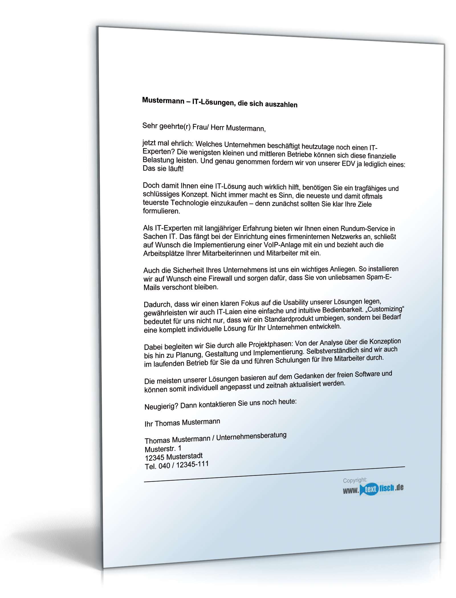 Werbebrief für einen IT-Consultant