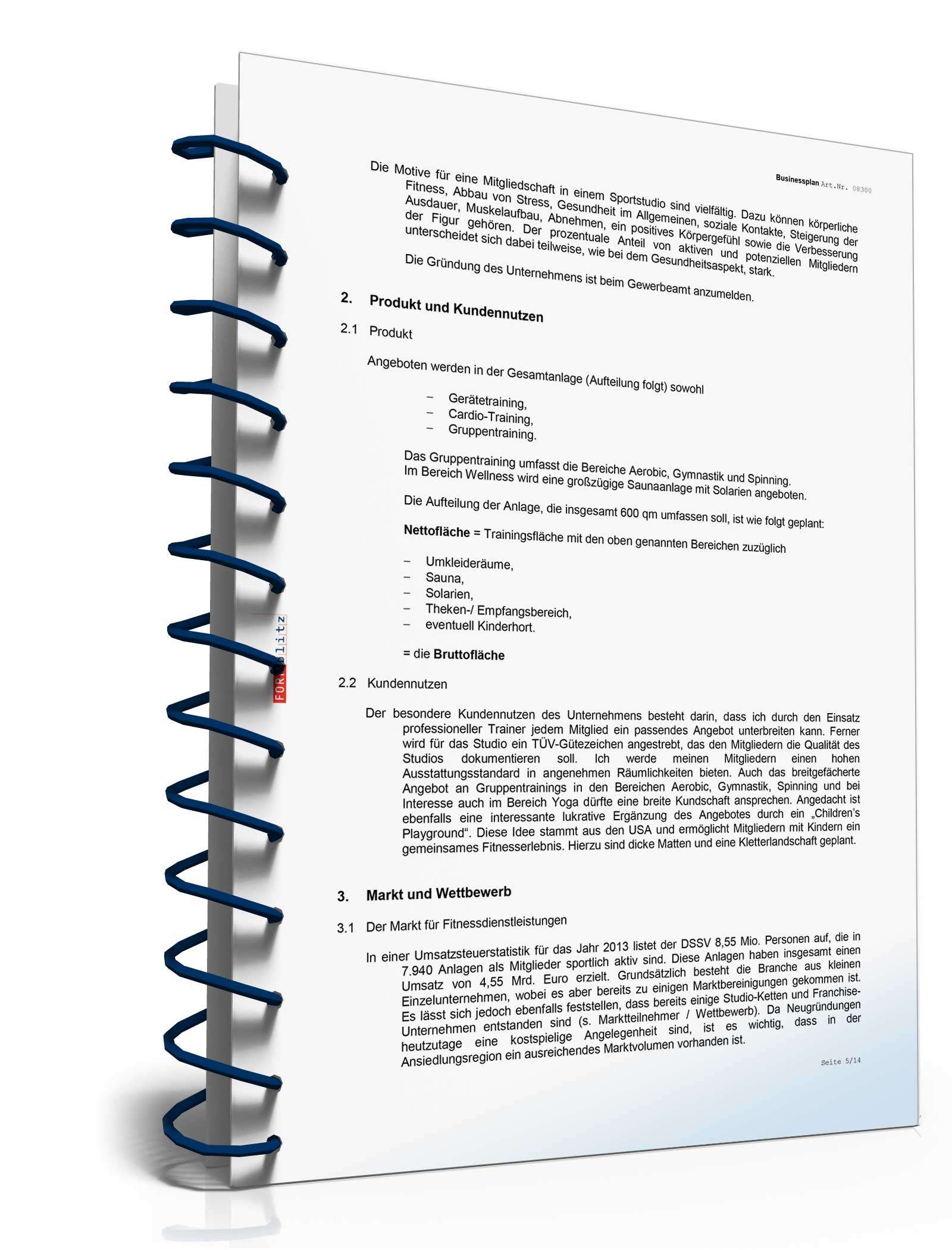 Businessplan Fitnessstudio Excel. Seite: 8