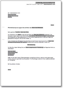 Pflichtteilsanspruch gegen den Erben Word