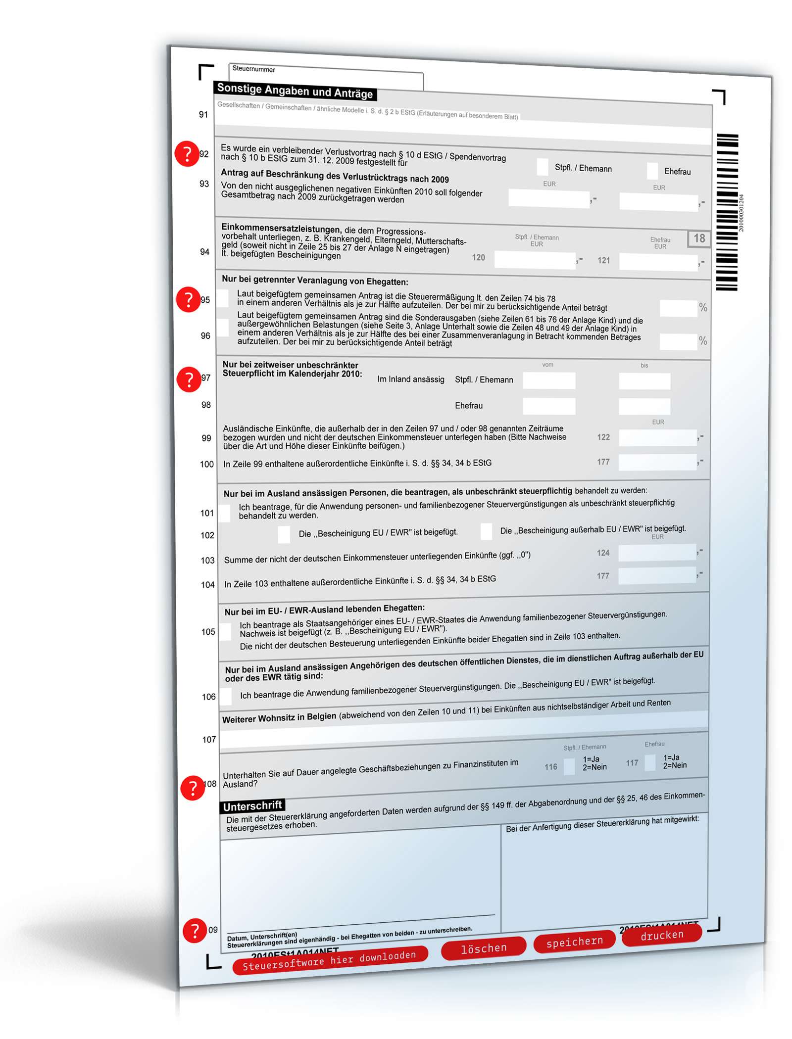 Einkommensteuererklärung 2010 PDF. Seite: 4