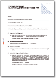 Bürgschaftsvertrag Word