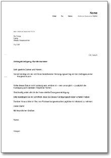 Fristgemäße Kündigung Gasversorger  Word