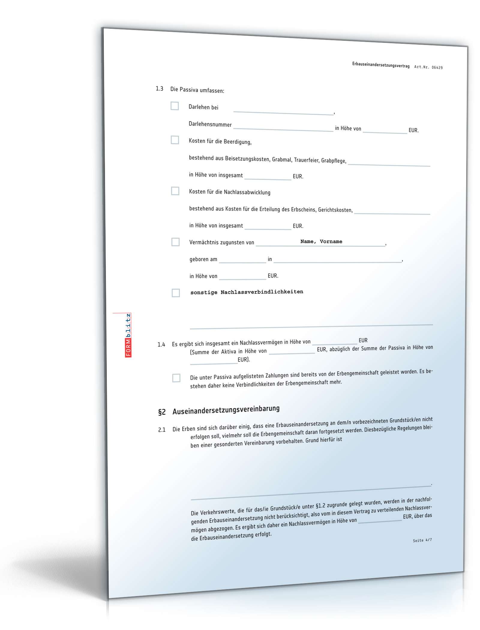 Erbauseinandersetzungsvertrag PDF. Seite: 4