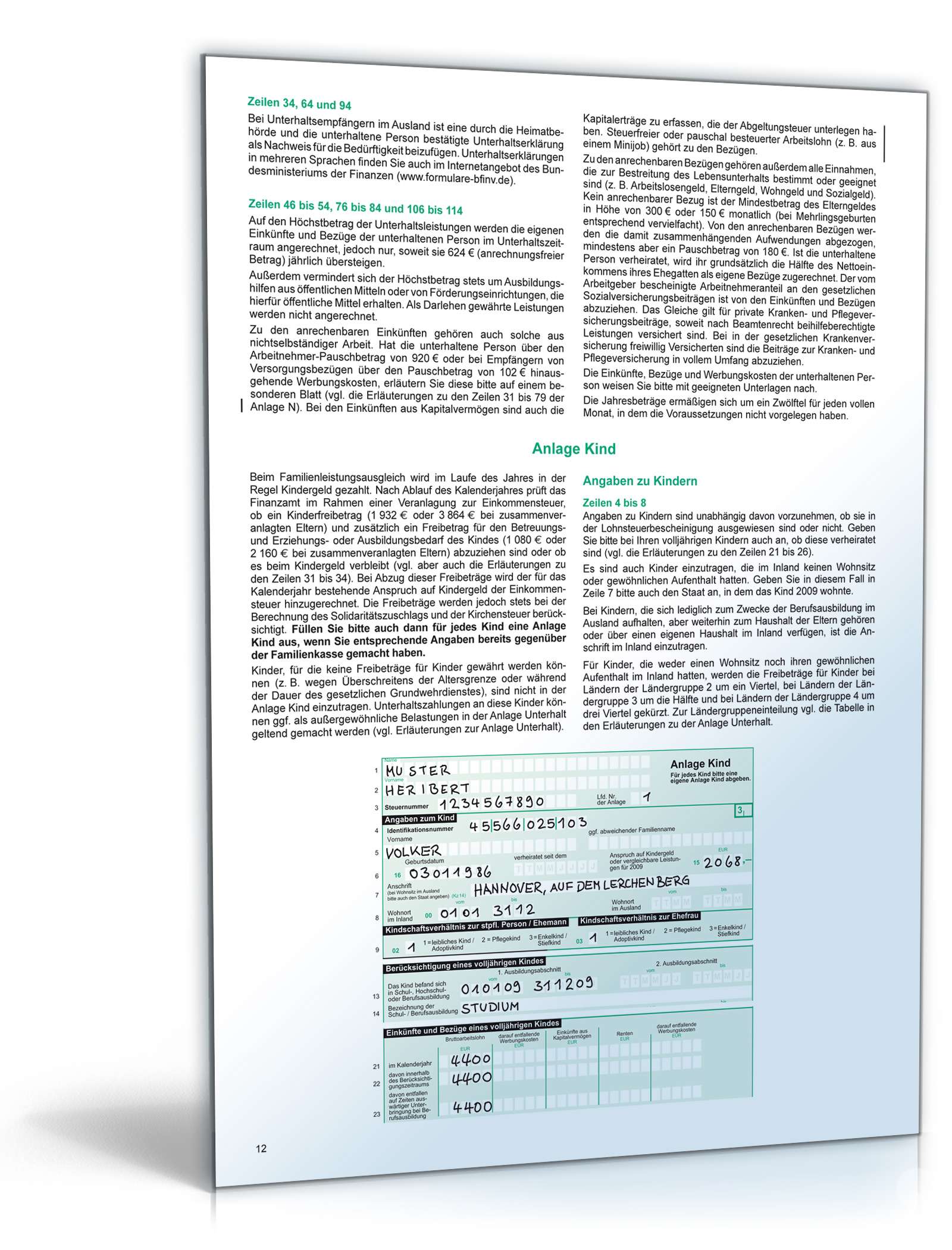 Anleitung zur Einkommensteuererklärung 2009 PDF. Seite: 12