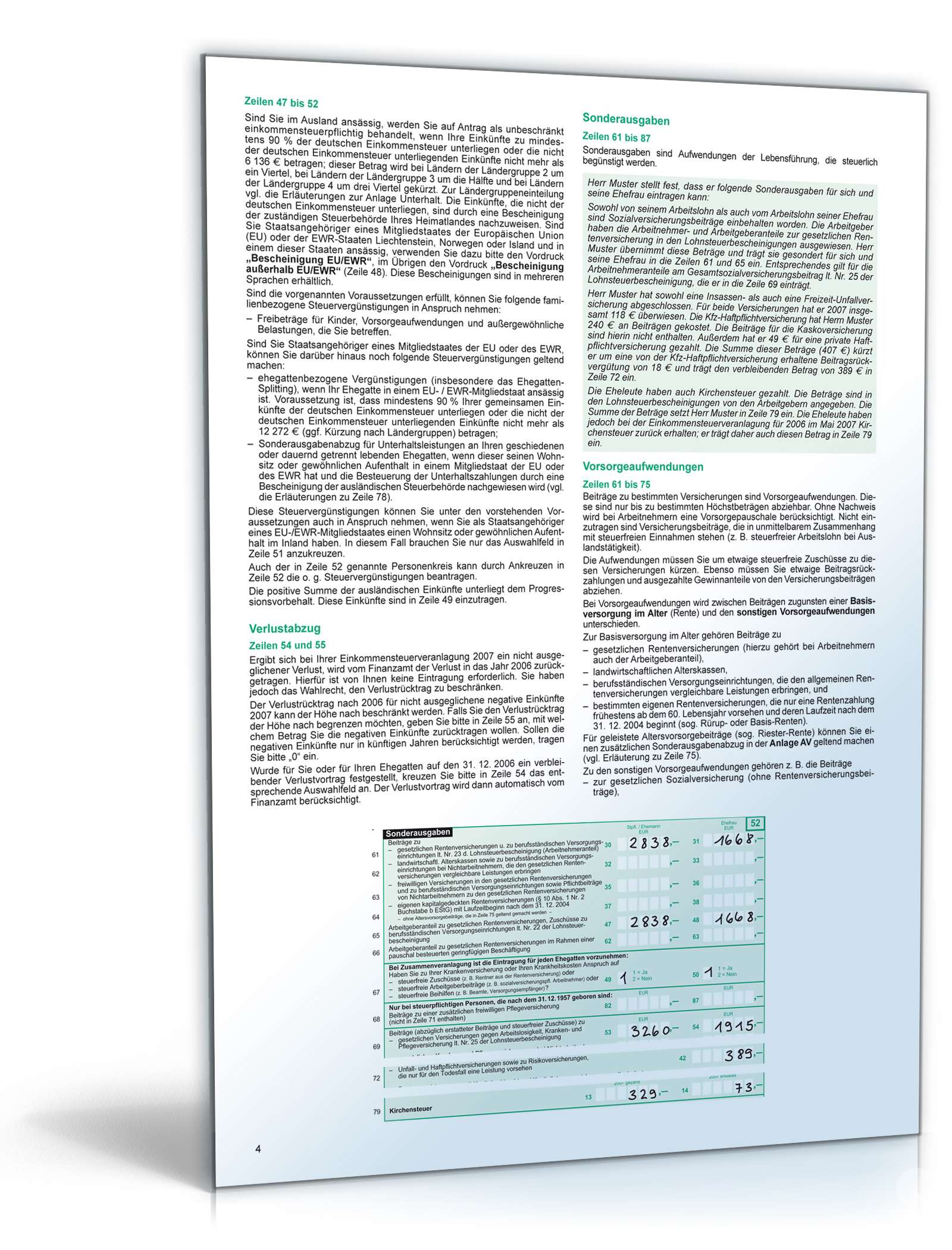 Anleitung zur Einkommensteuererklärung 2007 PDF. Seite: 4