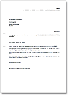 Fristgemäße Kündigung Zahnzusatzversicherung Word