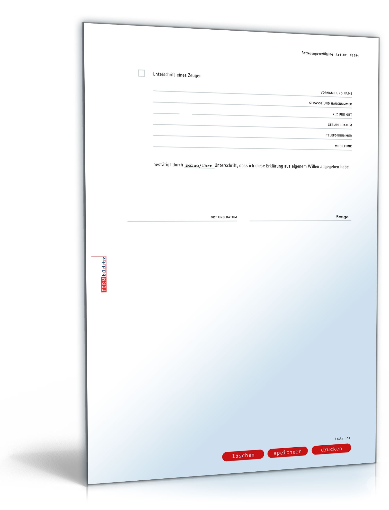 Einfache Betreuungsverfügung PDF. Seite: 3