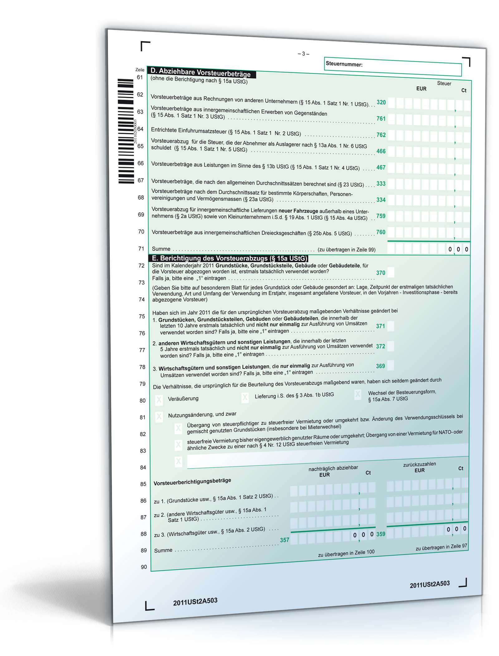Umsatzsteuererklärung 2011 PDF. Seite: 3