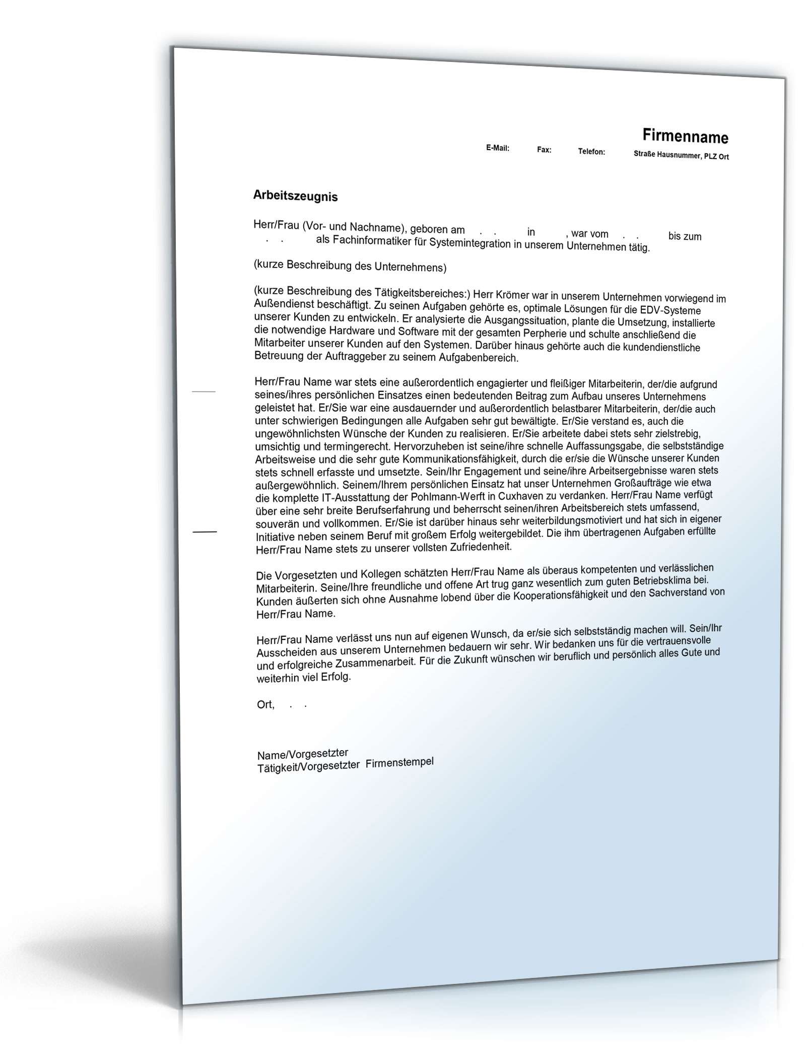 Arbeitszeugnis Fachinformatiker Excel. Seite: 4