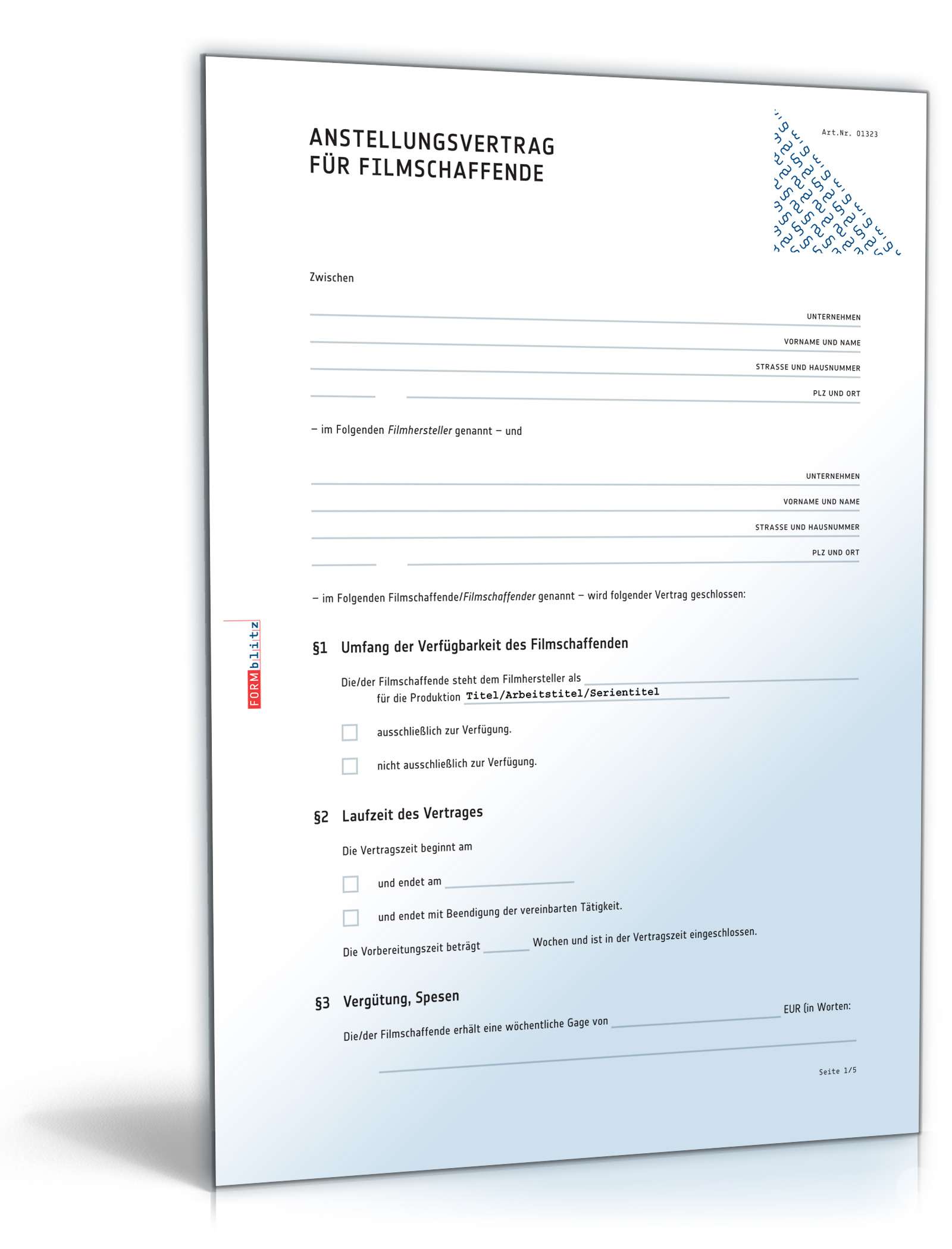 Arbeitsvertrag Film Word