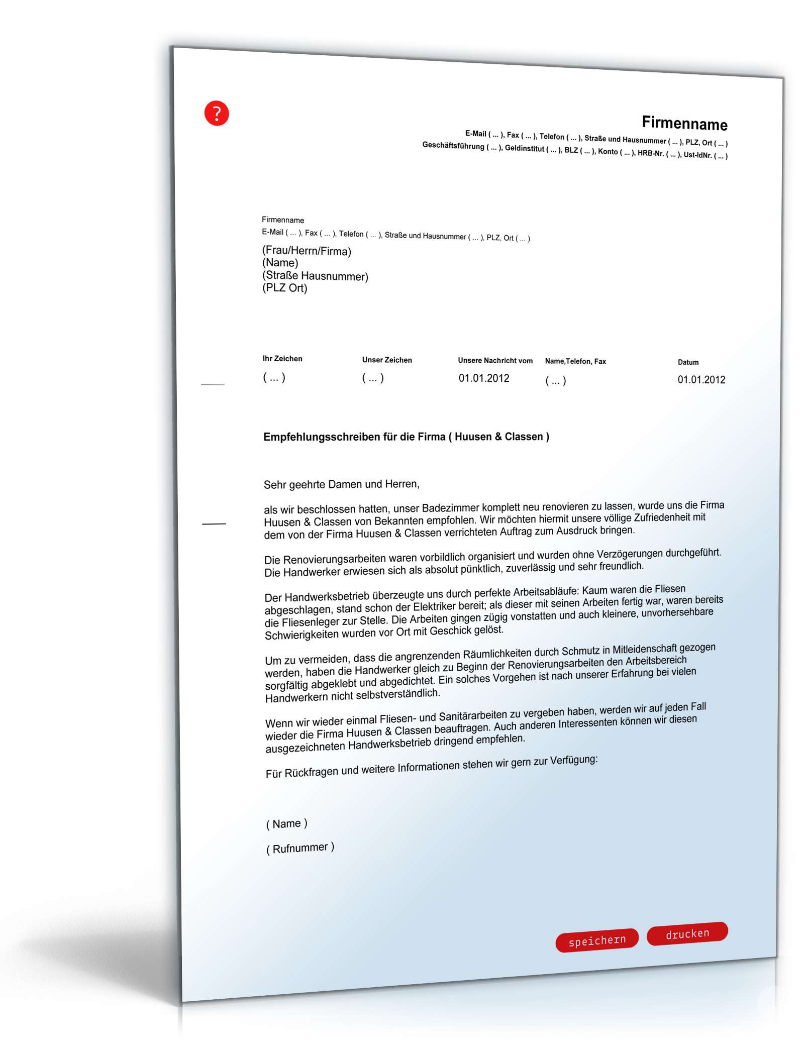 Empfehlungsschreiben Handwerkerbetrieb PDF