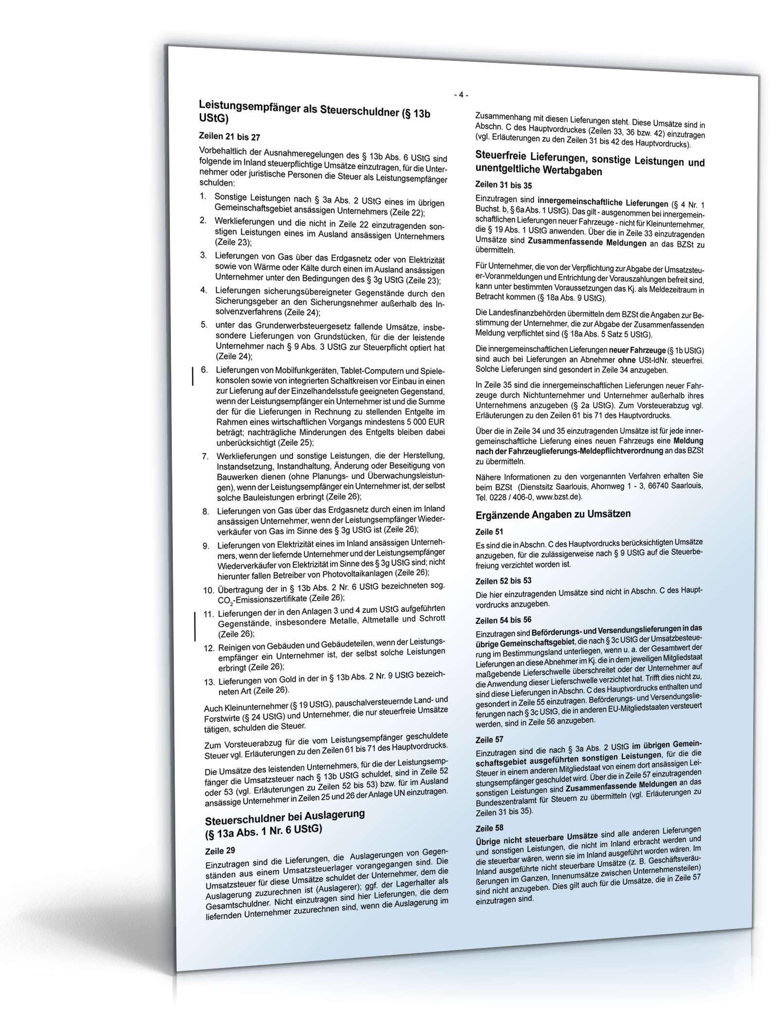 Anleitung zur Umsatzsteuererklärung 2014 PDF. Seite: 4