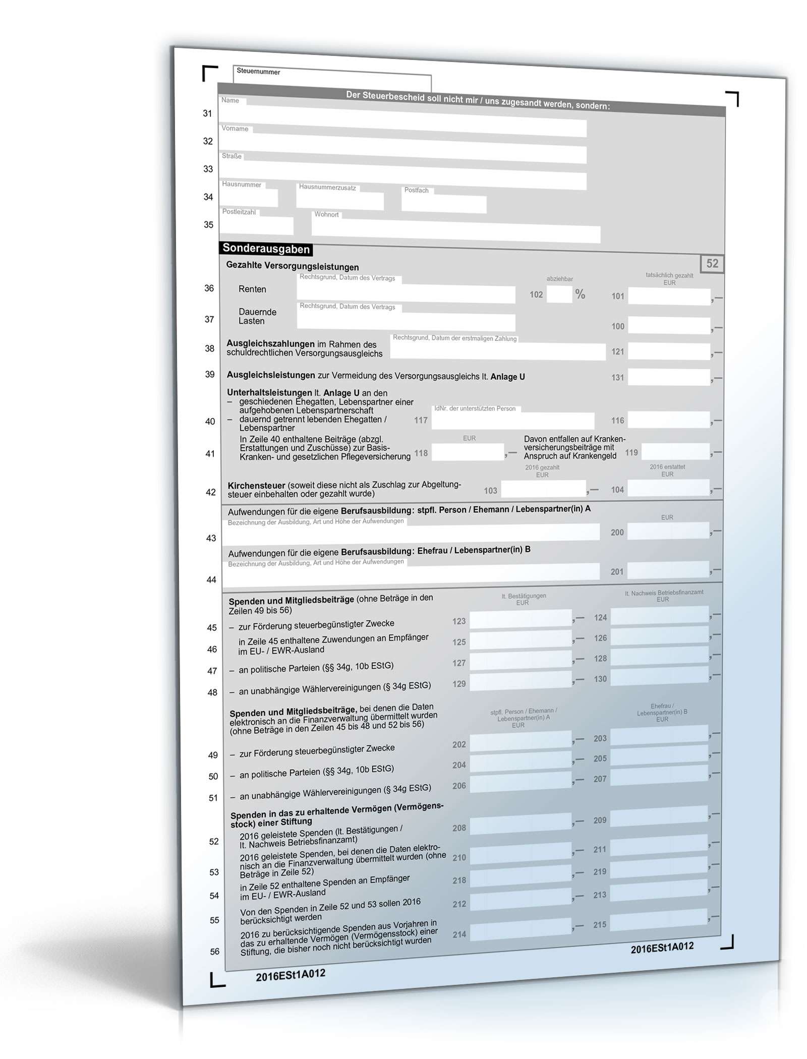 Einkommensteuererklärung 2016 PDF. Seite: 2