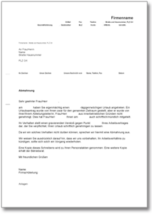 Abmahnung wegen eigenmächtigen Urlaubsantritts Word