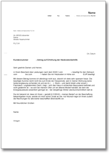 Antrag auf Erhöhung der Heizkostenbeihilfe Word