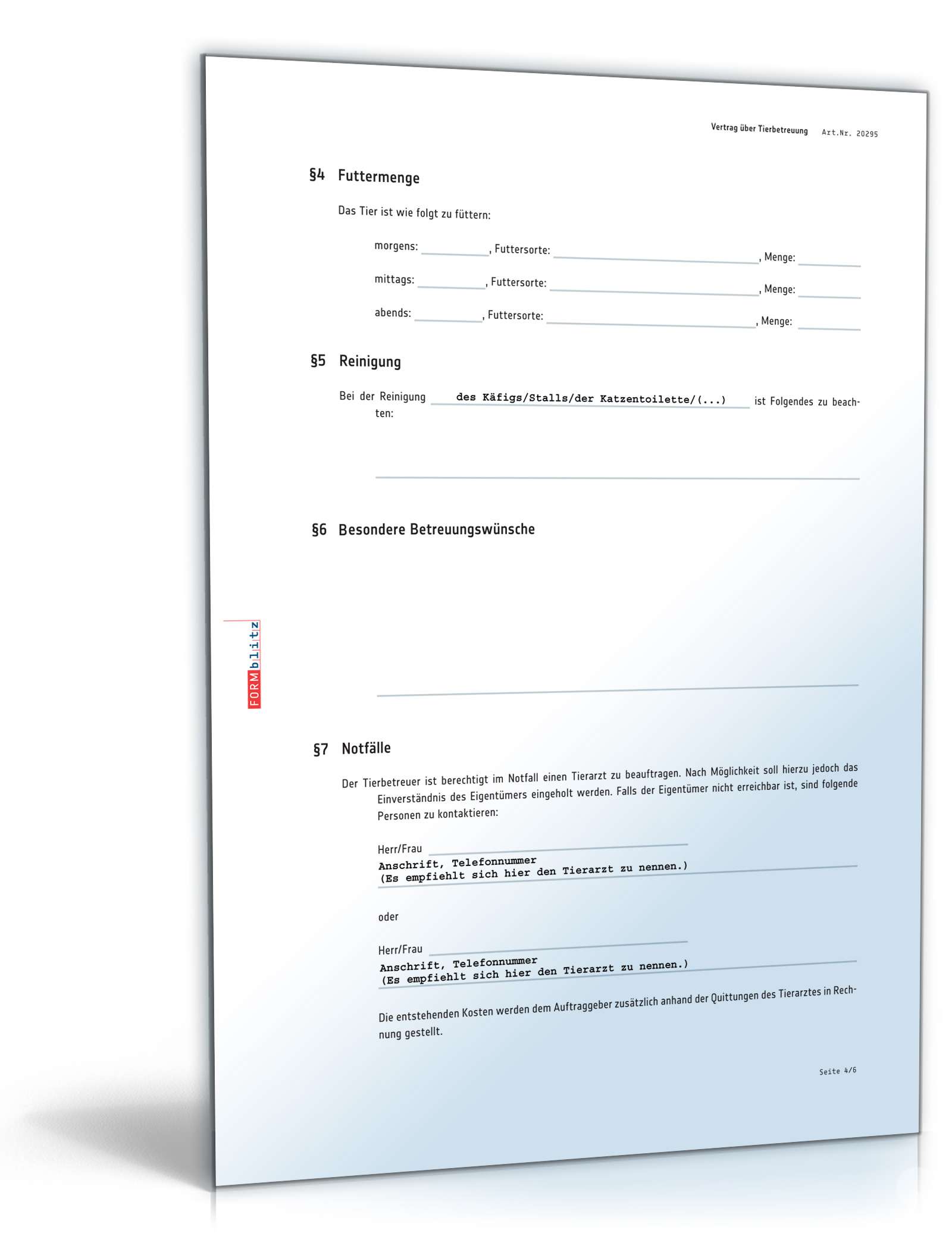 Vertrag Tierbetreuung PDF. Seite: 4