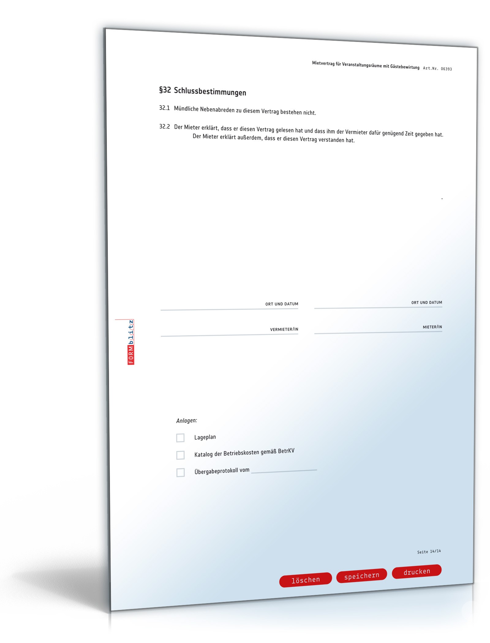 Mietvertrag Veranstaltungsraum PDF. Seite: 14