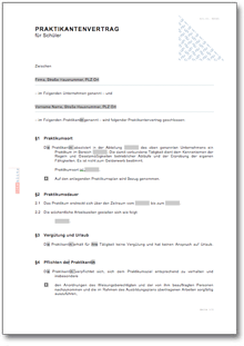 Praktikantenvertrag Schüler Word