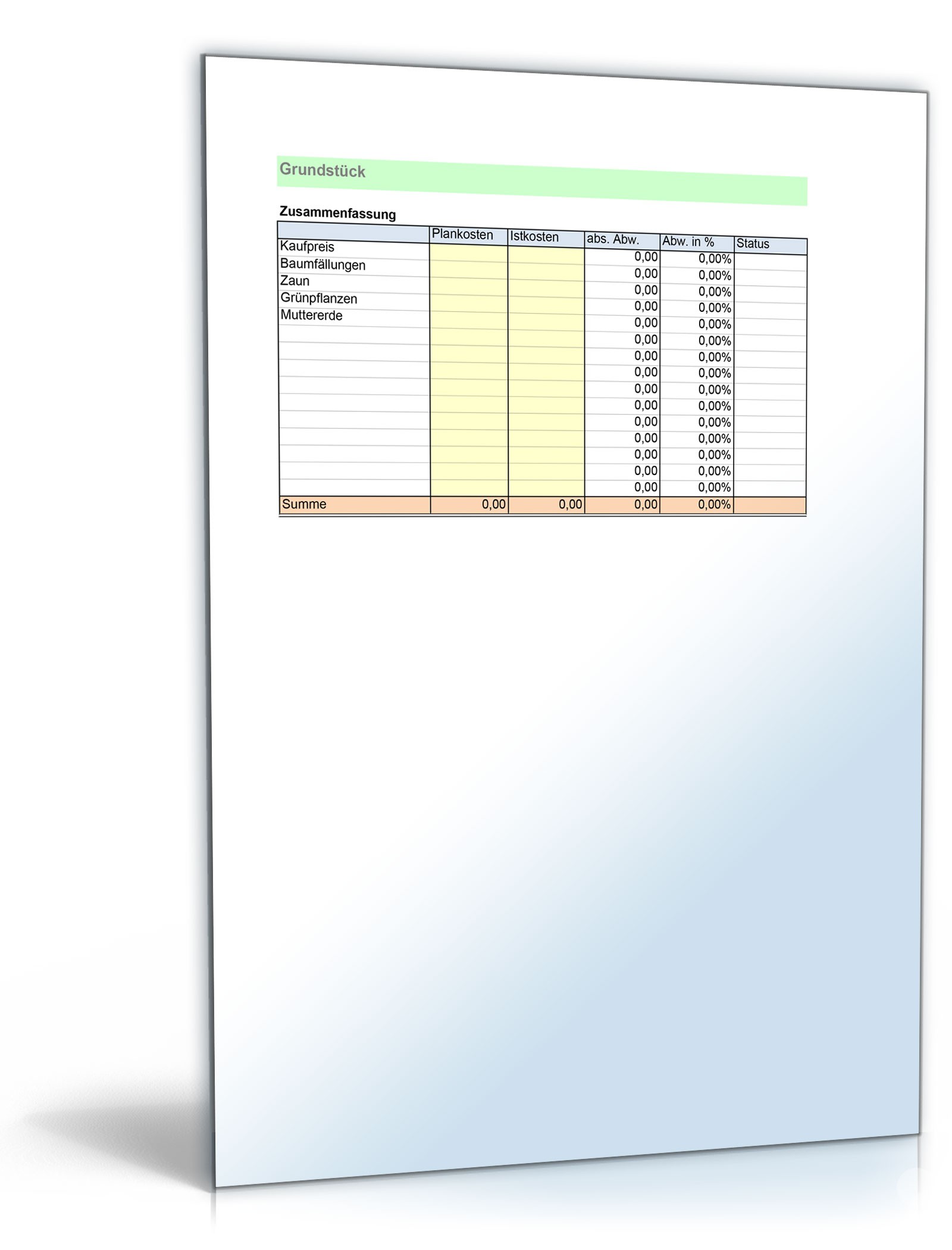 Baukostenrechner Excel. Seite: 8