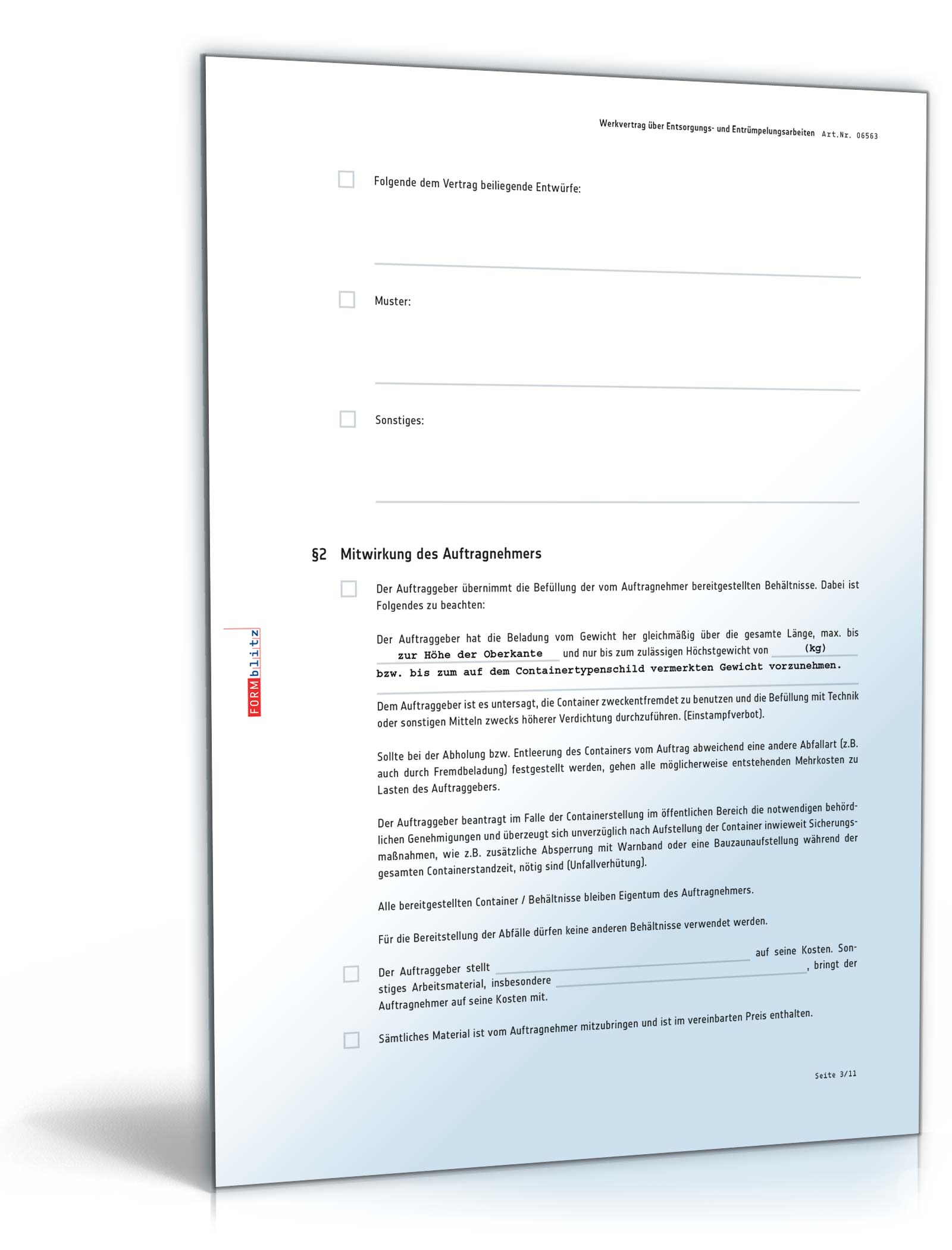 Werkvertrag Entsorgungs- und Entrümpelungsarbeiten PDF. Seite: 3
