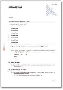 Crewvertrag Segeltörn Word