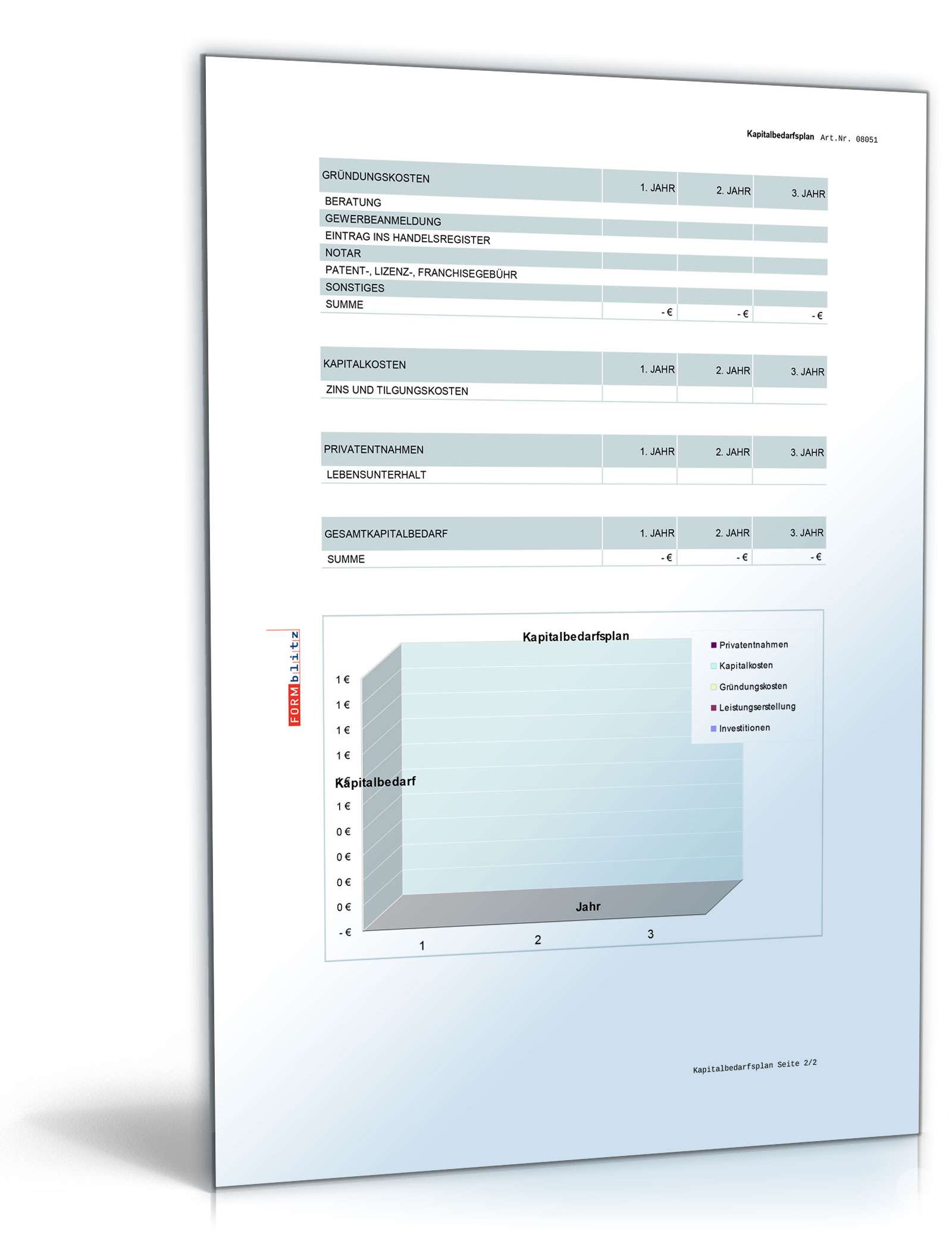 Kapitalbedarfsplan Existenzgründer Excel. Seite: 2
