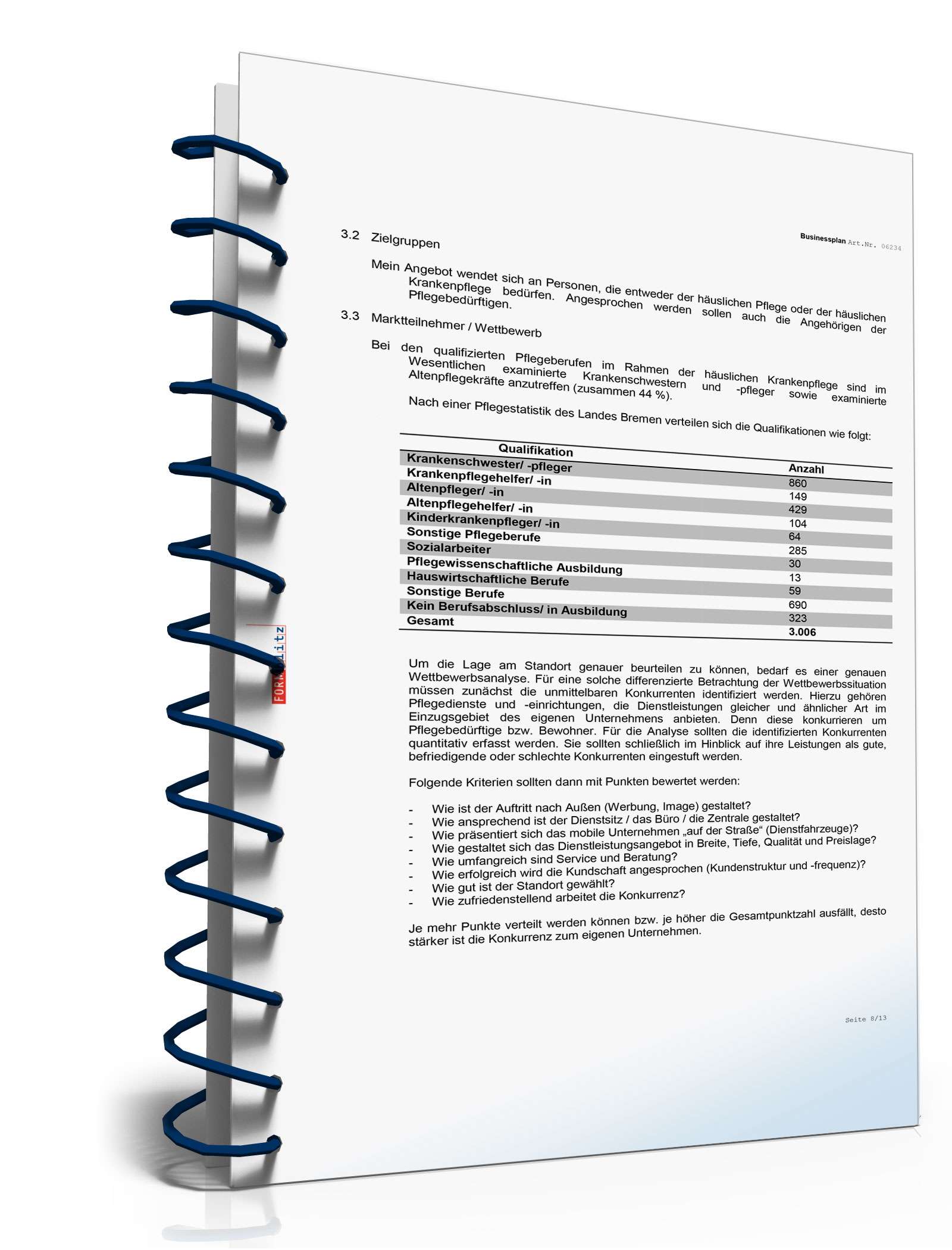 Businessplan Mobiler Pflegedienst Excel. Seite: 10