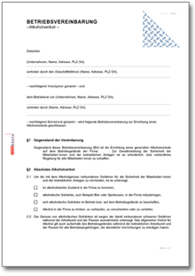 Betriebsvereinbarung Alkoholverbot Word