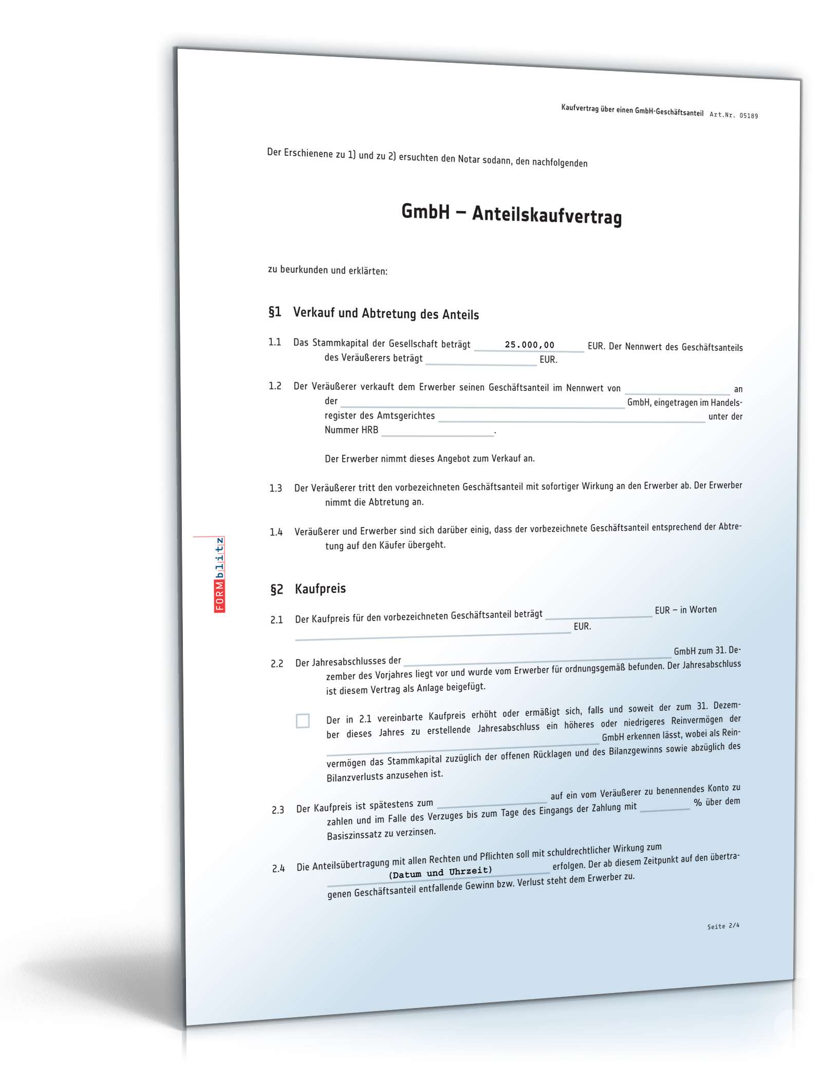 Kaufvertrag GmbH-Geschäftsanteil PDF. Seite: 2