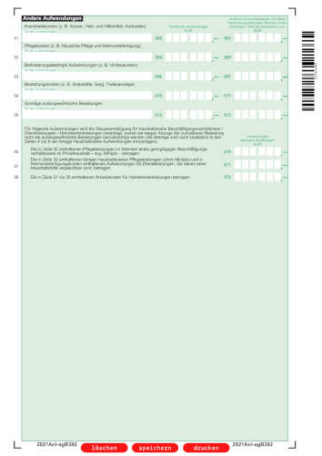Anlage außergewöhnliche Belastungen 2021 PDF. Seite: 2