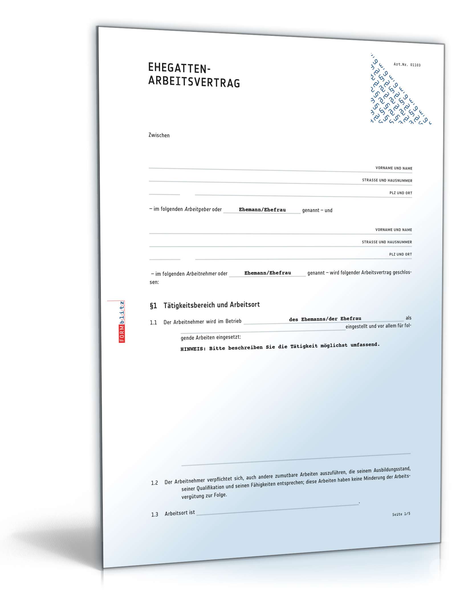 Ehegatten-Arbeitsvertrag PDF